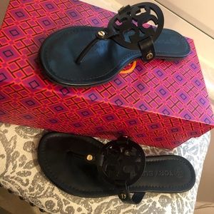 Tory Burch Miller Black Leather Sandals Sz 8